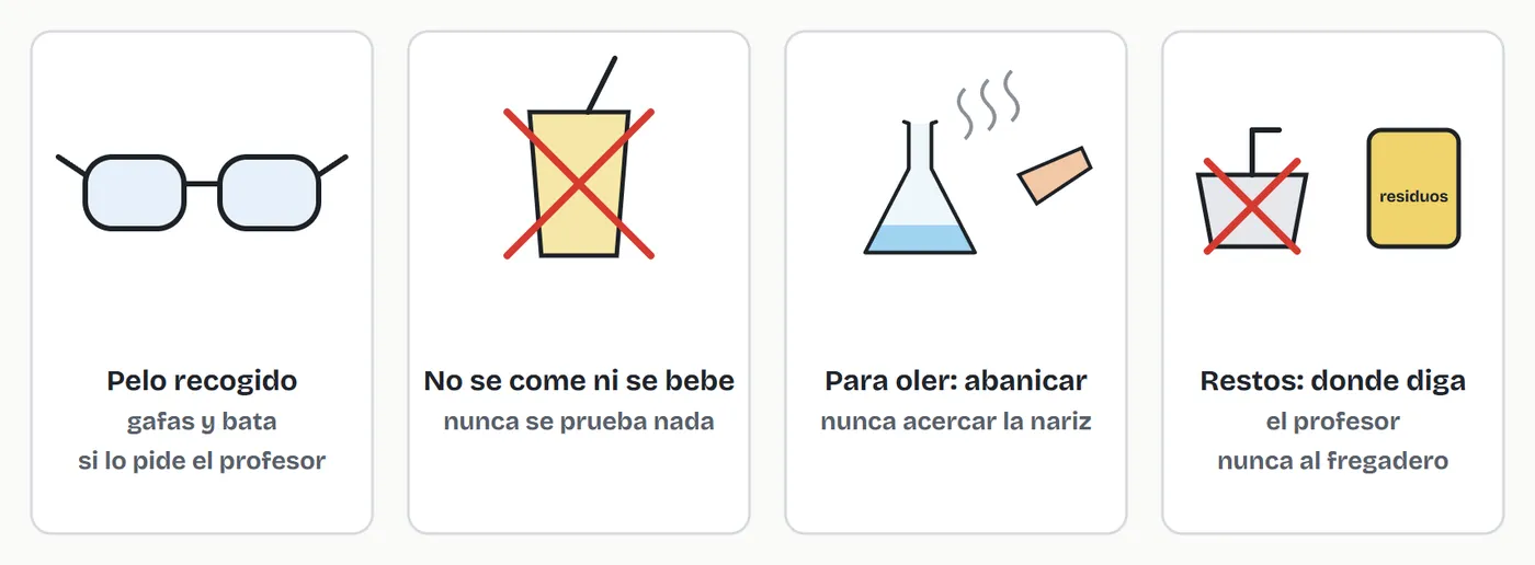 Cuatro normas que no se discuten: pelo recogido, ni comer ni beber, oler abanicando y los restos donde diga el profesor